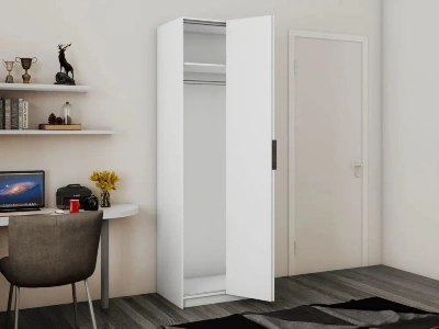 Моно 2-х дверный ("Гармошка") (Белый снег 808х2200х525 Моно (без полок) Черный профиль)